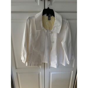 Motto White Cropped Jacket Women's Size Medium Cotton Blend Collar